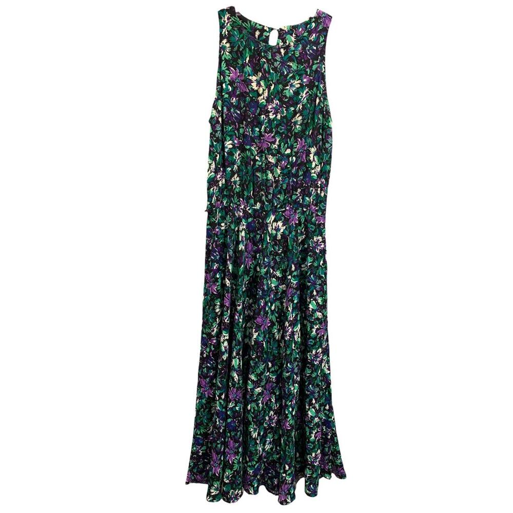 Medium E.D. Michaels Floral Maxi Dress 1980s Vintage Pockets